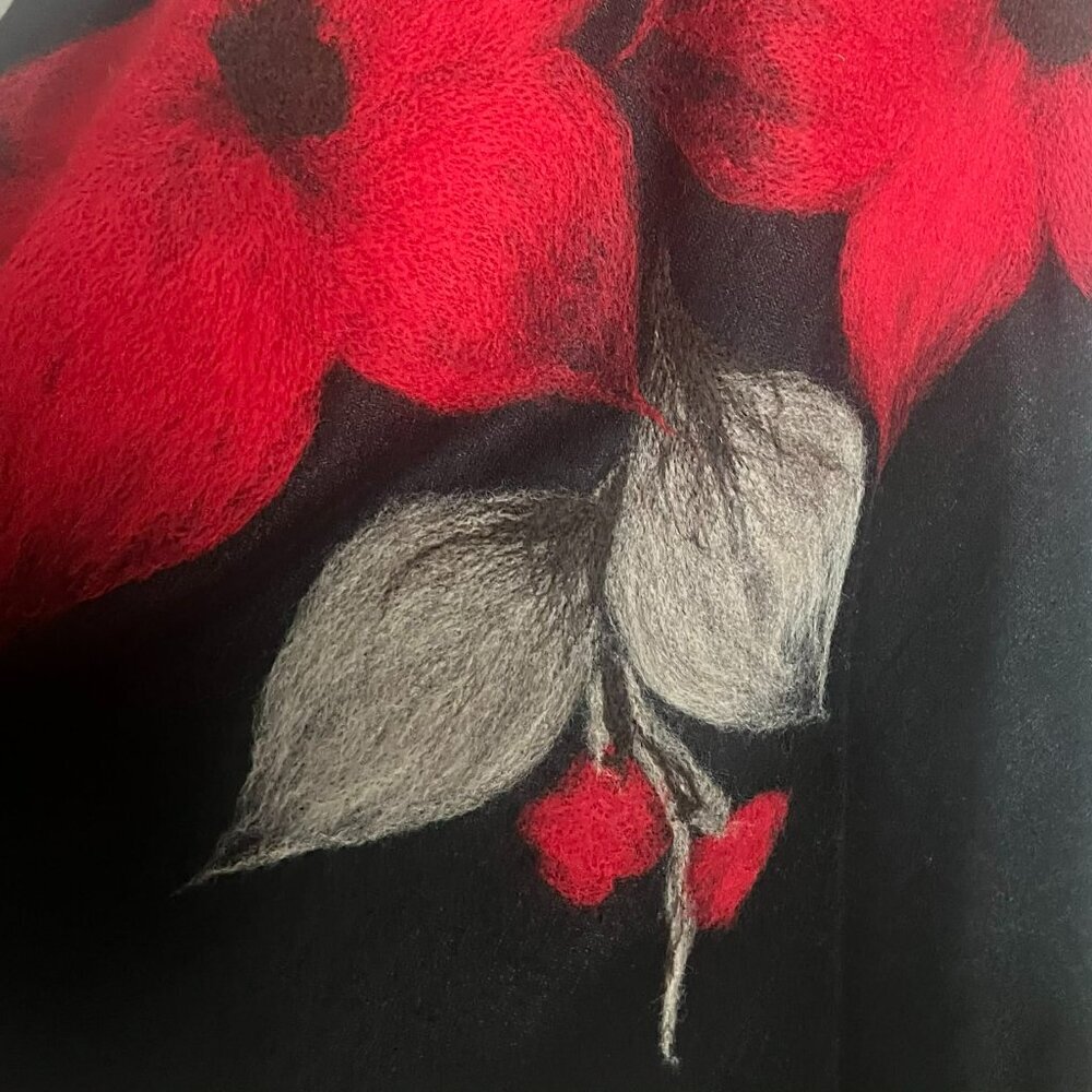 Gorgeous Black and Red Poncho from Poland (E10) - Picture 8 of 13